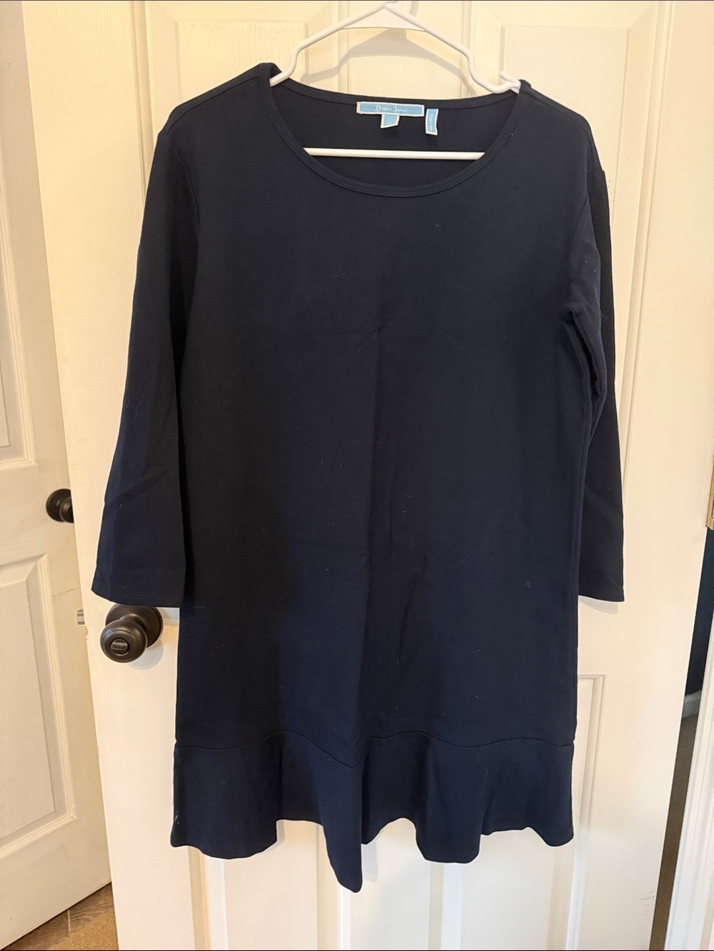Draper James Dark Navy Ruffle-Hem Shift Dress